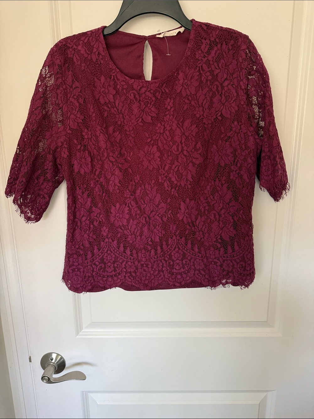 Elodie Burgundy Floral Lace Overlay Top